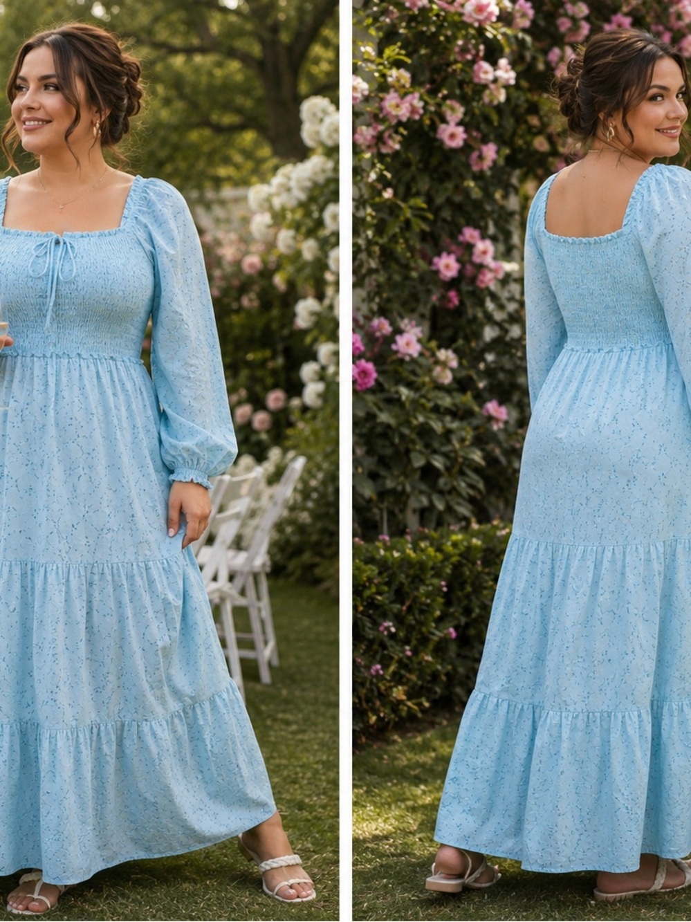 NWOT Vineyard Vines blue w/ flowers size Extra Small maxi dress with ruching top